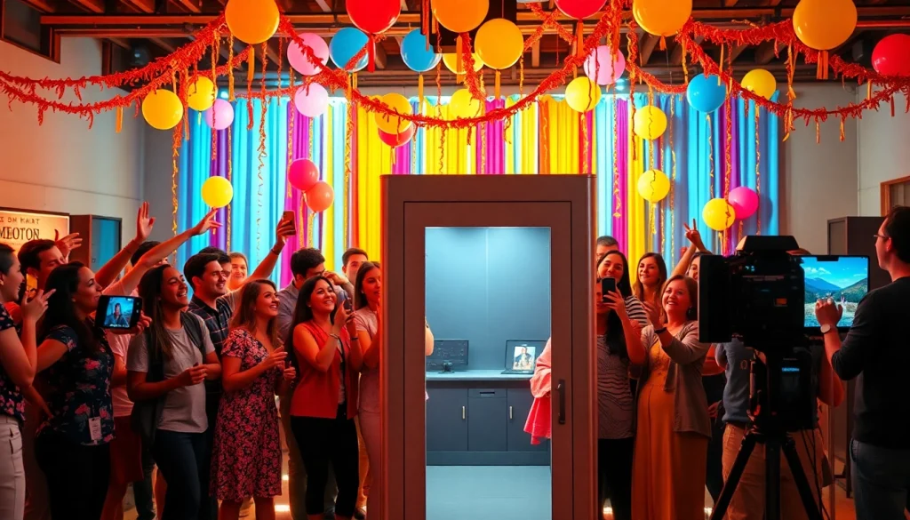 Rent a Photo Booth at a lively event with guests enjoying memorable moments.