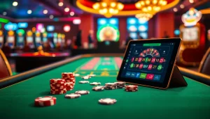 Experience thrilling gameplay at 5Z7779 com with vibrant casino visuals featuring cards, chips, and a roulette wheel.