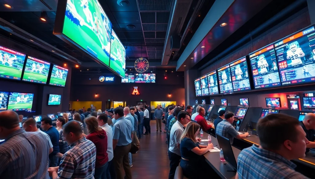 Engaged sports betting scene in Oklahoma, showcasing excitement and community interaction.