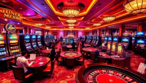 Experience high-stakes gaming excitement at Jun88 casino with vibrant tables and players.