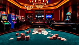 Engaging gamblers at Bugatti8 with live baccarat and vibrant slot machines.