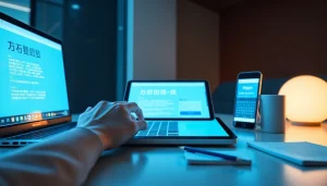 Experience seamless typing with 搜狗输入法下载 on multiple devices in a modern workspace.