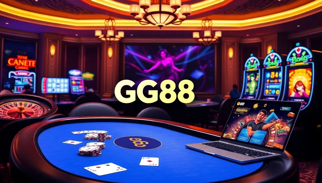 Engaging gambling experience at GG88 with poker, roulette, and slot machines.