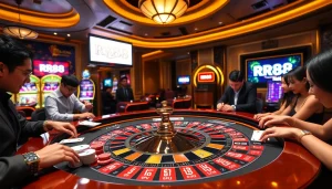 Excited players at the RR88 roulette table enjoying a thrilling casino experience.