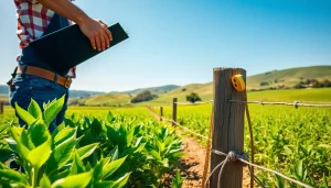 Farmer examining crops, illustrating agricultural law's importance in sustainable farming practices.