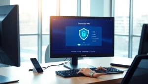 Using a vpn for secure browsing in a professional environment with a modern setup.