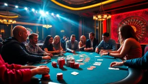 Experience the excitement of https://lc88comm.com/ with vibrant poker gameplay in a luxurious casino setting.