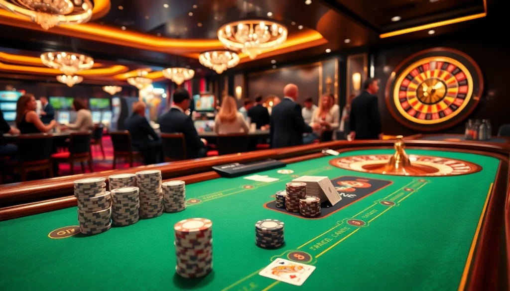 Players enjoying high-stakes blackjack in the luxurious iwinclub casino environment.