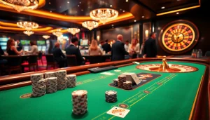 Players enjoying high-stakes blackjack in the luxurious iwinclub casino environment.