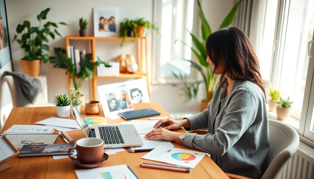 Explore tips and insights from https://giveaways4mom.com in a vibrant home office setting.