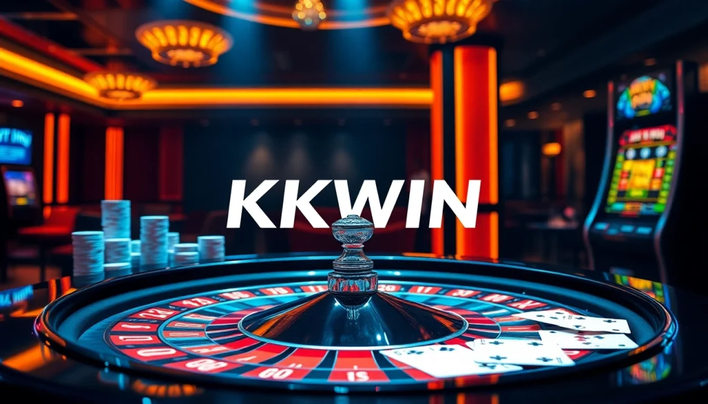 Experience thrilling gaming at KKWIN with vibrant casino tables and exciting slot machines.