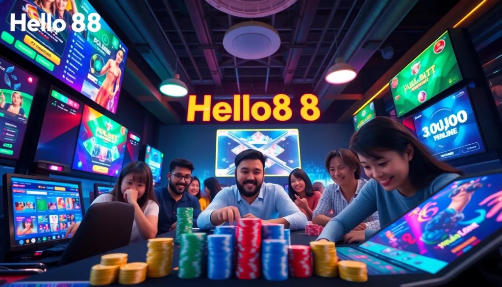 Hello88 engaging online betting experience with vibrant interfaces and diverse users.