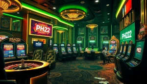 Experience the excitement of PH22 casino with players enjoying immersive slot machines and live games.