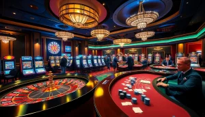 Experience the excitement of gambling at 33win.services with vibrant casino tables and players.