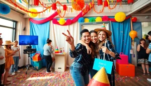 Capture joyful moments with a Rent a Photo Booth at a vibrant event featuring unique props.