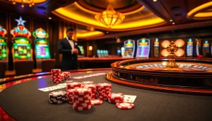 Experience the excitement of new88 with thrilling casino action at a vibrant poker table.