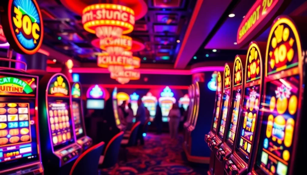 Menang besar pada slot gacor dengan mesin slot yang berkilau di kasino yang ramai.