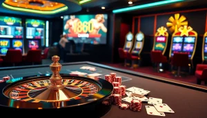 The thrilling online gambling experience at https://88clb.courses/ showcasing poker chips and a roulette wheel in a glamorous casino.