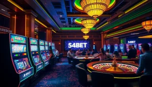 Players enjoying games at 54BET casino, showcasing excitement and luxury in gambling.