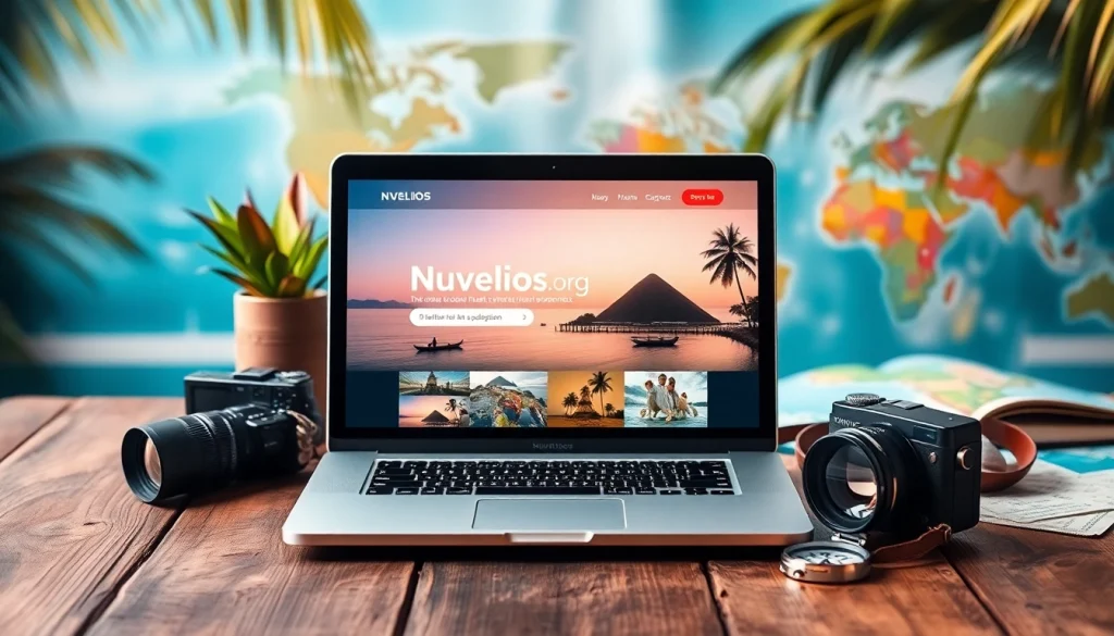 Nuvelios.org에 자연스러운 여행 경험을 보여주는 현대적인 플랫폼 디자인
