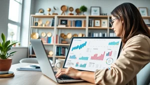 Analyze SEO strategies in a professional office with dynamic lighting and engaging metrics.