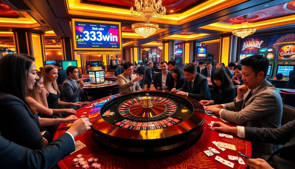 Experience the excitement of gambling with "link vào 33win" in a luxurious casino setting.