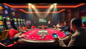 Players enjoying an exciting game 79king at a luxurious poker table in a vibrant casino atmosphere.