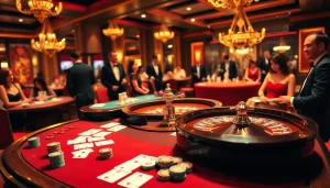 Engaging casino scene showcasing Trang chủ OK8386 with lively gaming action.
