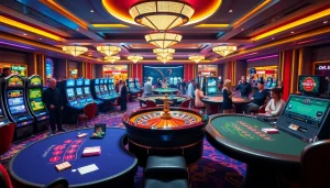 Experience thrilling games at https://sshbet.io/ with vibrant casino tables, slot machines, and poker chips.