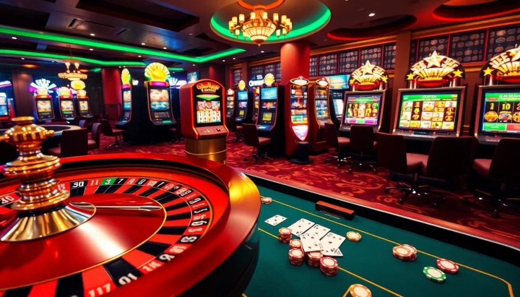 Engaging scene of online gambling with excitement at kuwin 789.com featuring roulette and poker elements.