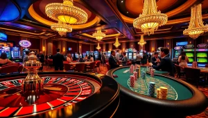 Experience high-stakes gaming excitement at https://789win.apartments/ with vibrant casino visuals featuring a roulette wheel and poker tables.