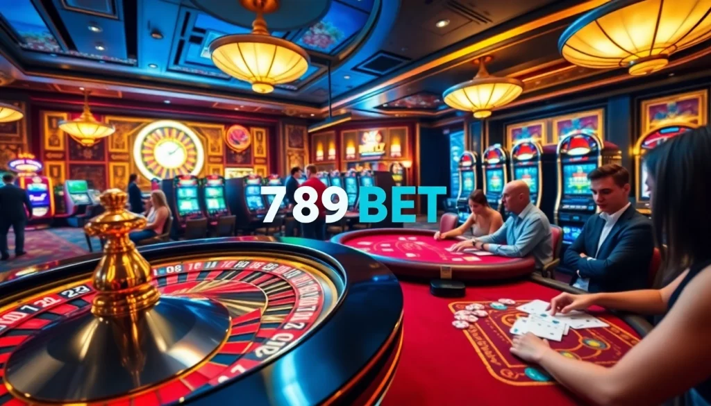 Excited gamblers engaging in high-stakes gameplay at 789 BET casino.