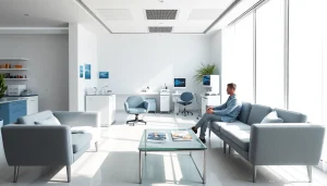 専門的な植毛クリニックの内装を背景にしたカミノクリニック 口コミの写真で、親しみやすいカウンセリング環境を示しています。