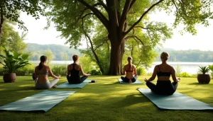 orbitnix.com의 요가 세션이 진행되는 평화로운 웰니스 리트리트 모습