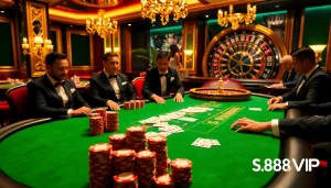 Experience high-stakes action at S88VIP with glamorous casino gameplay and vibrant poker tables.