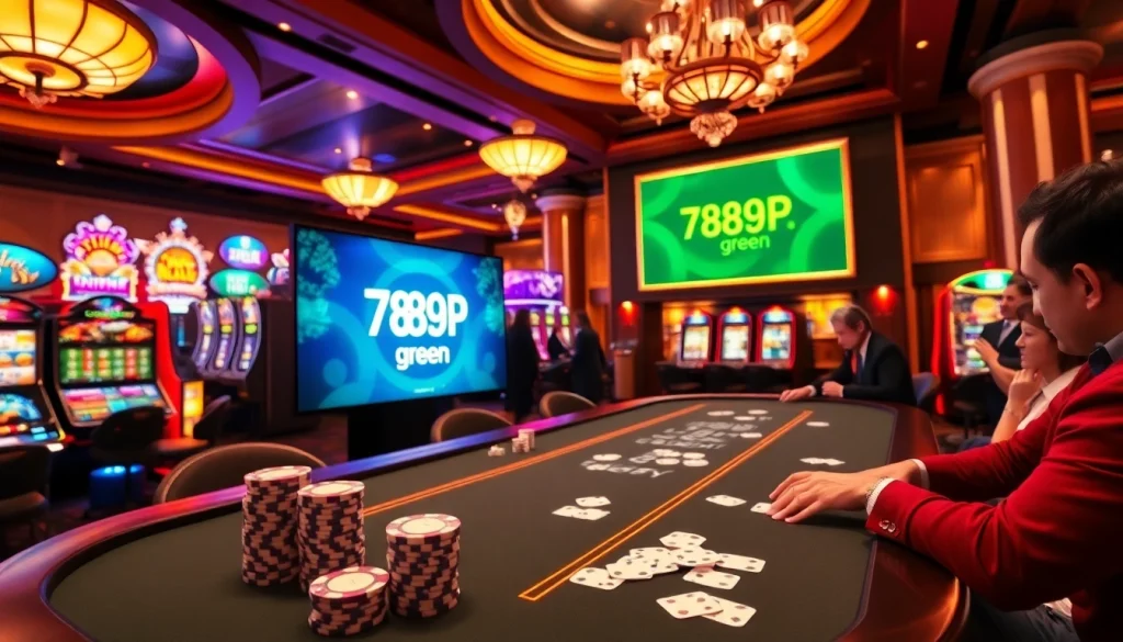 Exciting gaming action at 789P.green featuring vibrant casino tables and players immersed in gambling thrills.