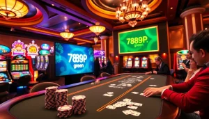 Exciting gaming action at 789P.green featuring vibrant casino tables and players immersed in gambling thrills.