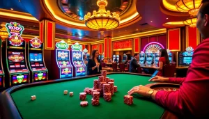 Excited players enjoying a thrilling game at Roo99 Casino's luxurious tables.