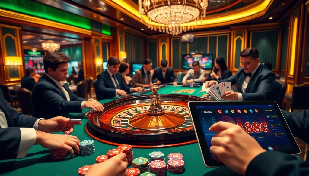 Join the excitement at ta88c's roulette table, where players engage in thrilling bets and lavish stakes.