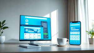 Sogou Browser displayed on desktop and mobile devices in a modern workspace, reflecting an innovative browsing experience.