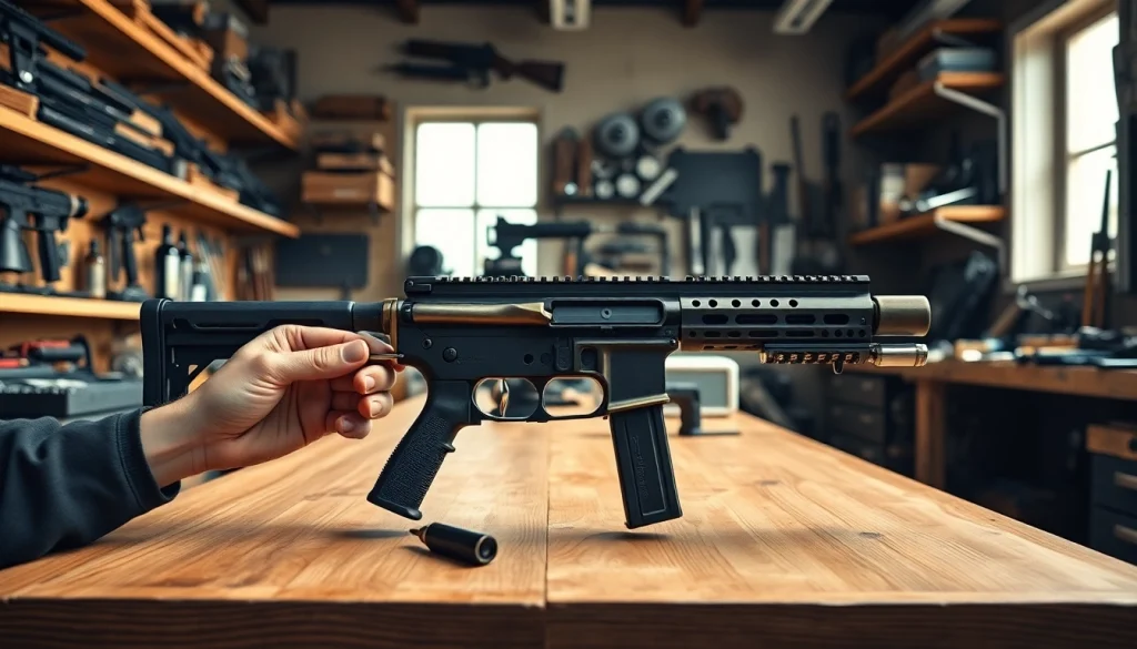 Assembling a p80 pf940v2 frame kit with precision tools in a well-lit workshop.