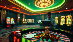 Experience the thrill of 733bet Download as you engage with luxury casino elements like poker chips and a roulette wheel.