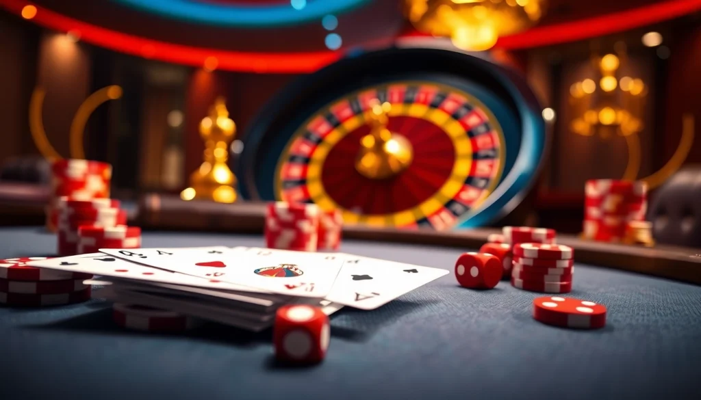 Dynamic gameplay at nhà cái sv66 featuring vibrant poker chips and a thrilling casino atmosphere.
