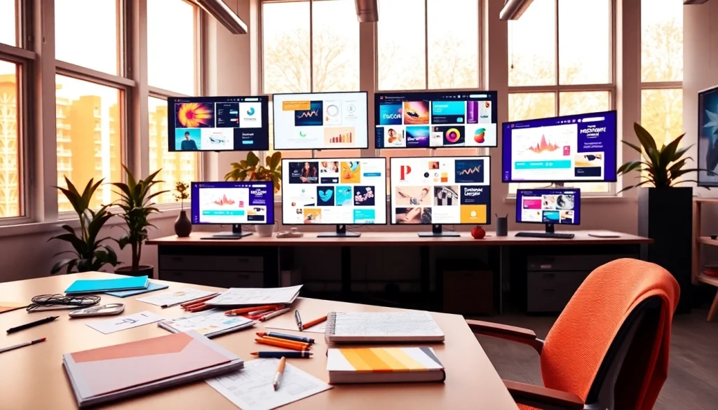 Conception créative de bourgogne-com.fr dans un espace de travail numérique dynamique.