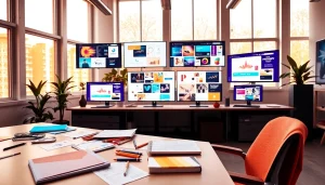 Conception créative de bourgogne-com.fr dans un espace de travail numérique dynamique.