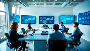 Enhance online safety with cybersecurity experts at https://auhra.se collaborating in a vibrant workspace.