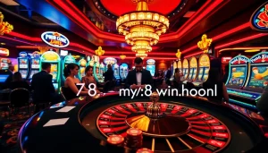 Excitement at the casino with players engaged as they win big at https://78win.school/ featuring roulette and slot machines.