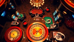 Experience the thrill of gambling at https://s88.works/ with a dynamic casino scene featuring players and tables.