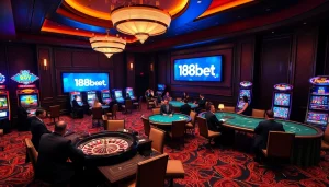 Experience the excitement of gambling at 188bet.archi with vibrant casino visuals featuring professional dealers and lively games.