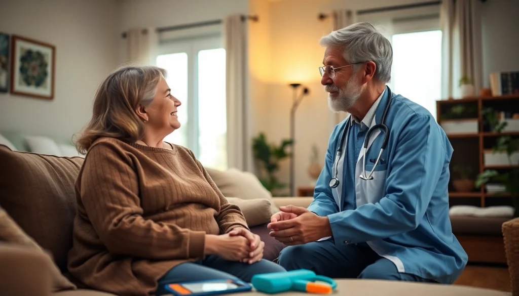 Providing atencion medica a domicilio, a doctor assists a patient in a comfortable home setting, ensuring personalized care.